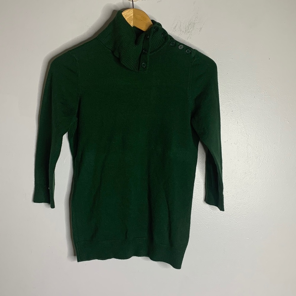 ModCloth green cowl button neck sweater